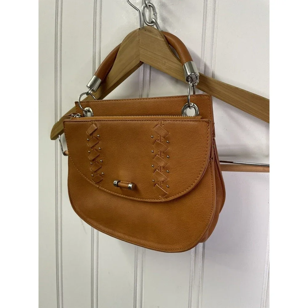 Danielle Nicole Brown Theia‎ Studded Stitched Top Handle Handbag Purse